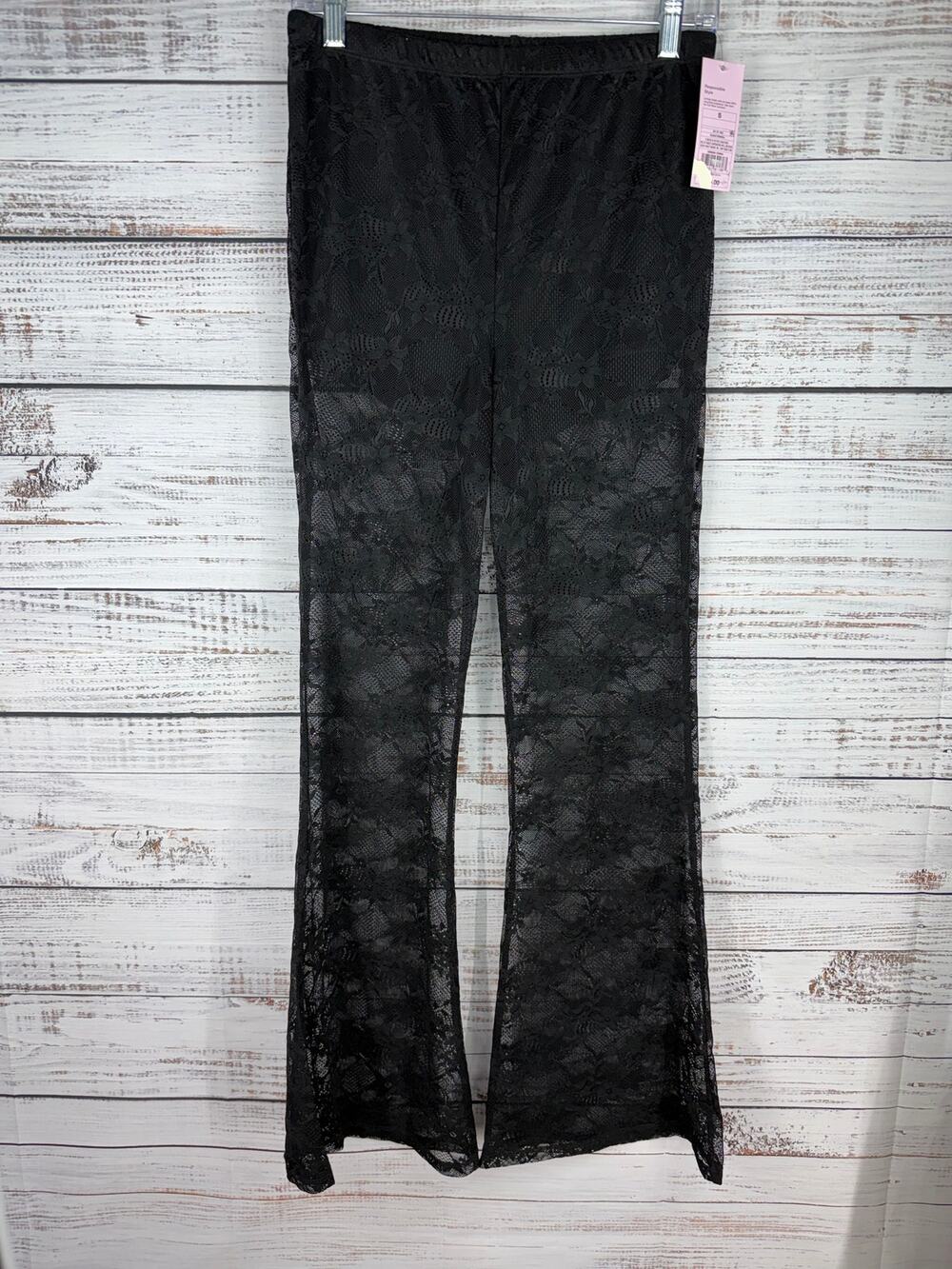 Wild Fable Black Lace Flare Pants Pull On NEW Small Boho Western Coquette Resort